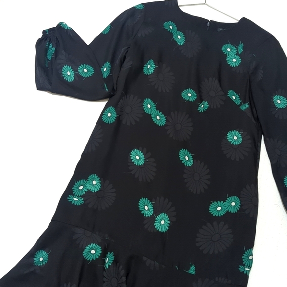 Ann Taylor | Floral Jacquard Flounce Shift Dress | Drop Waist | Floral Print | - Picture 5 of 9